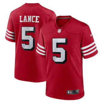 mens nike trey lance scarlet san francisco 49ers alternate 